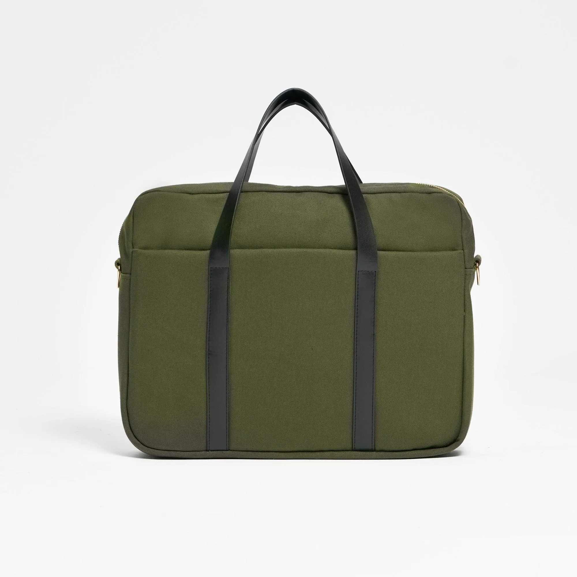 Natural Cotton Canvas Laptop Bag | Dark Olive
