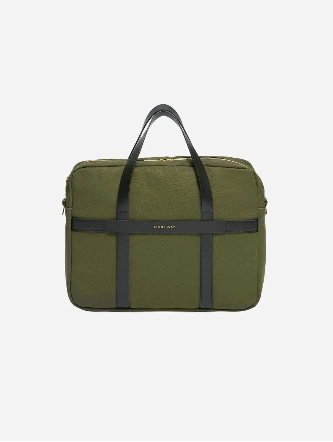 Natural Cotton Canvas Laptop Bag | Dark Olive