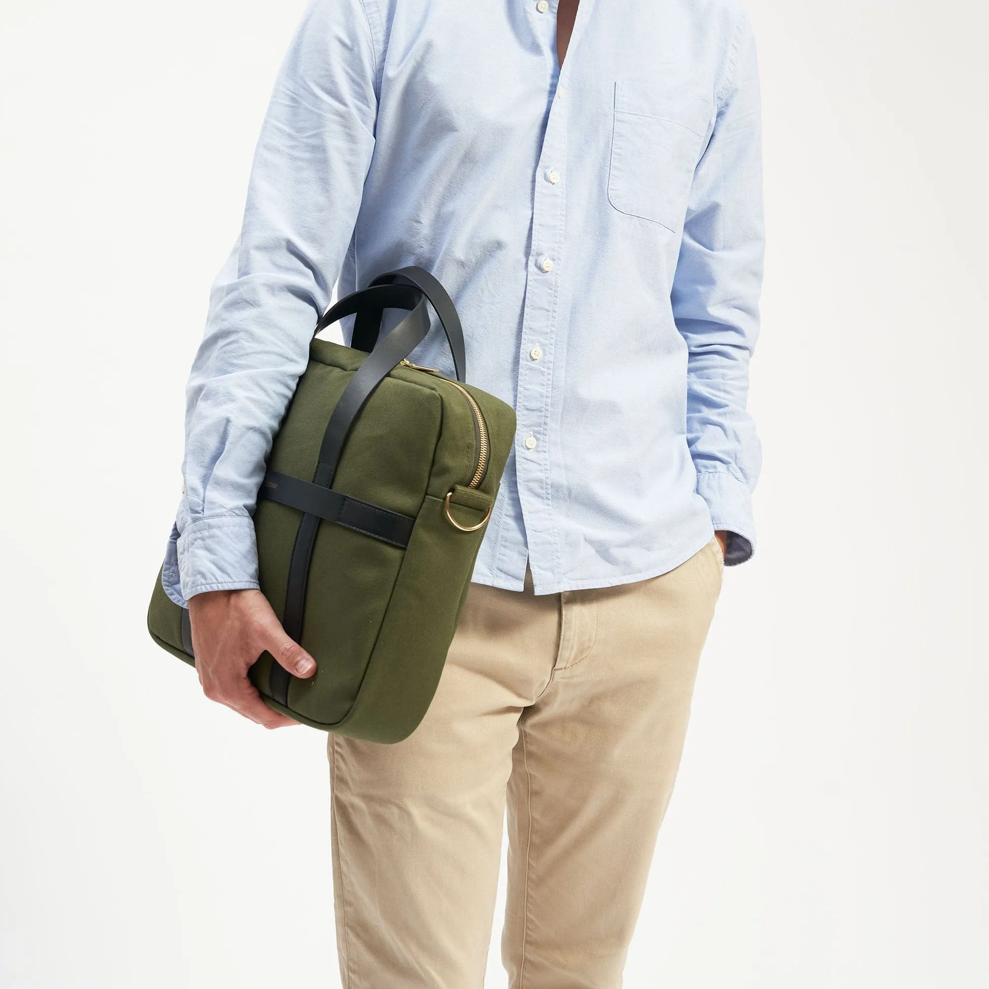 Natural Cotton Canvas Laptop Bag | Dark Olive