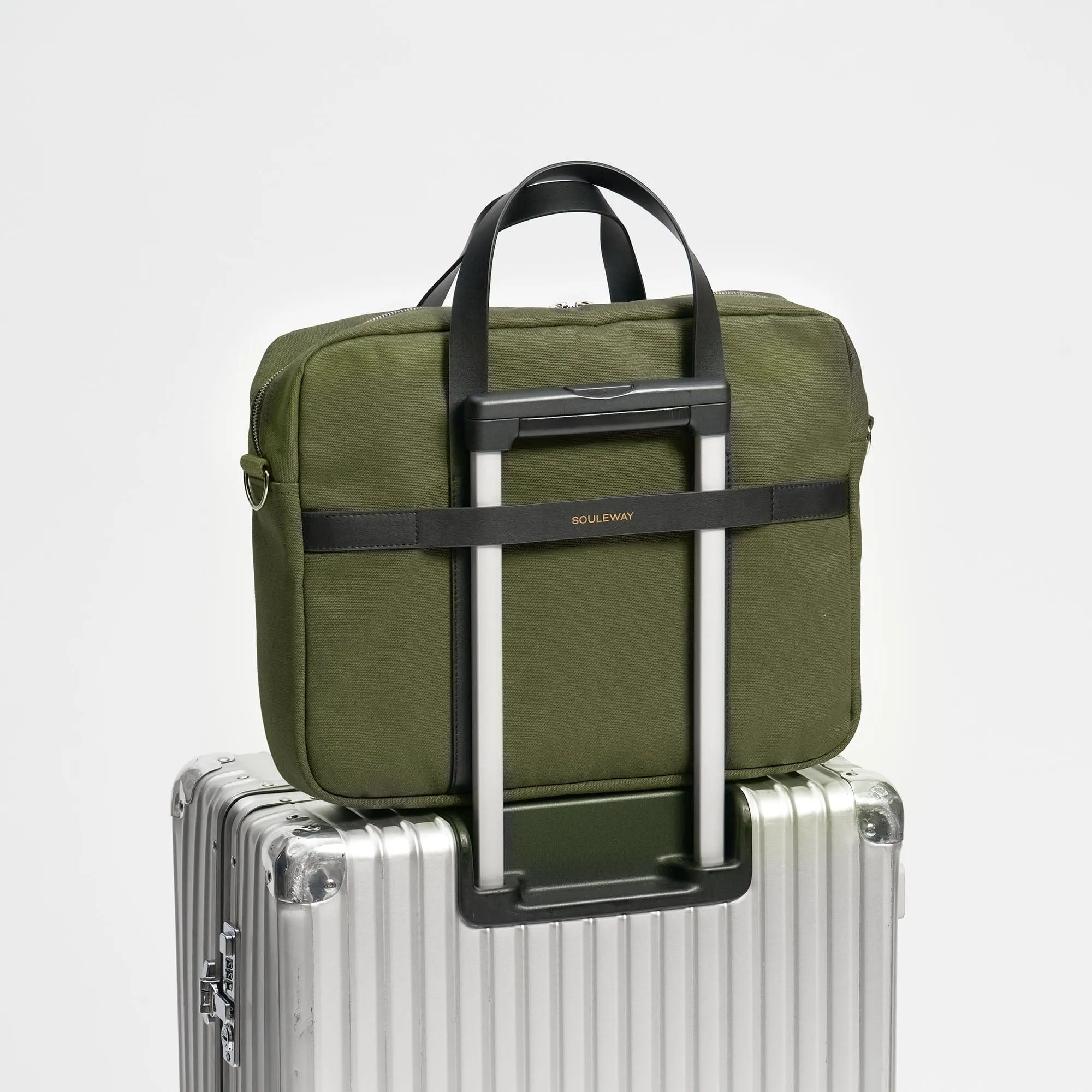 Natural Cotton Canvas Laptop Bag | Dark Olive