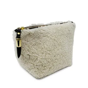 NATURAL SHEARLING MAKE UP BAG