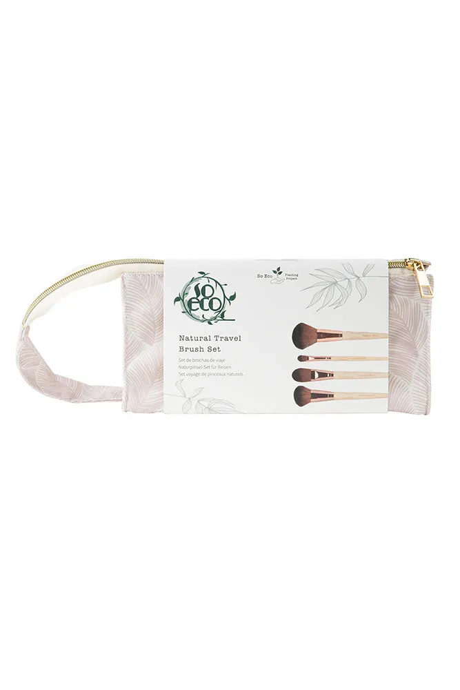 Natural Travel Brush and makeup bag set