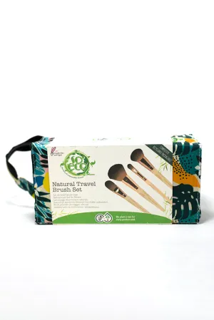 Natural Travel Brush and makeup bag set