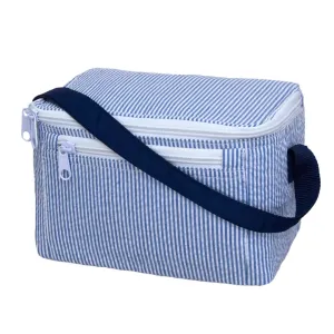 Navy Seersucker Rectangle Lunch Box