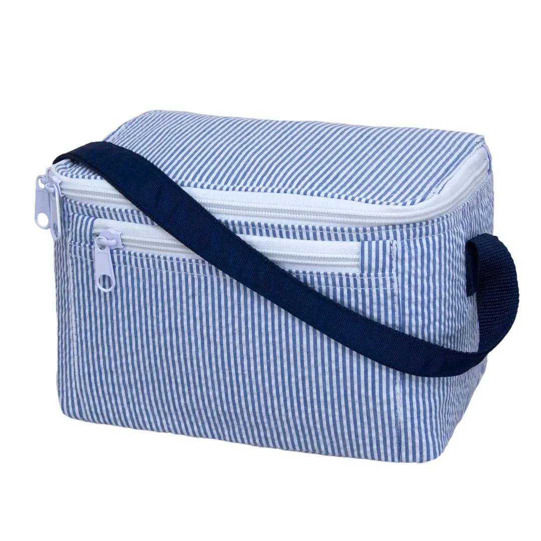 Navy Seersucker Rectangle Lunch Box
