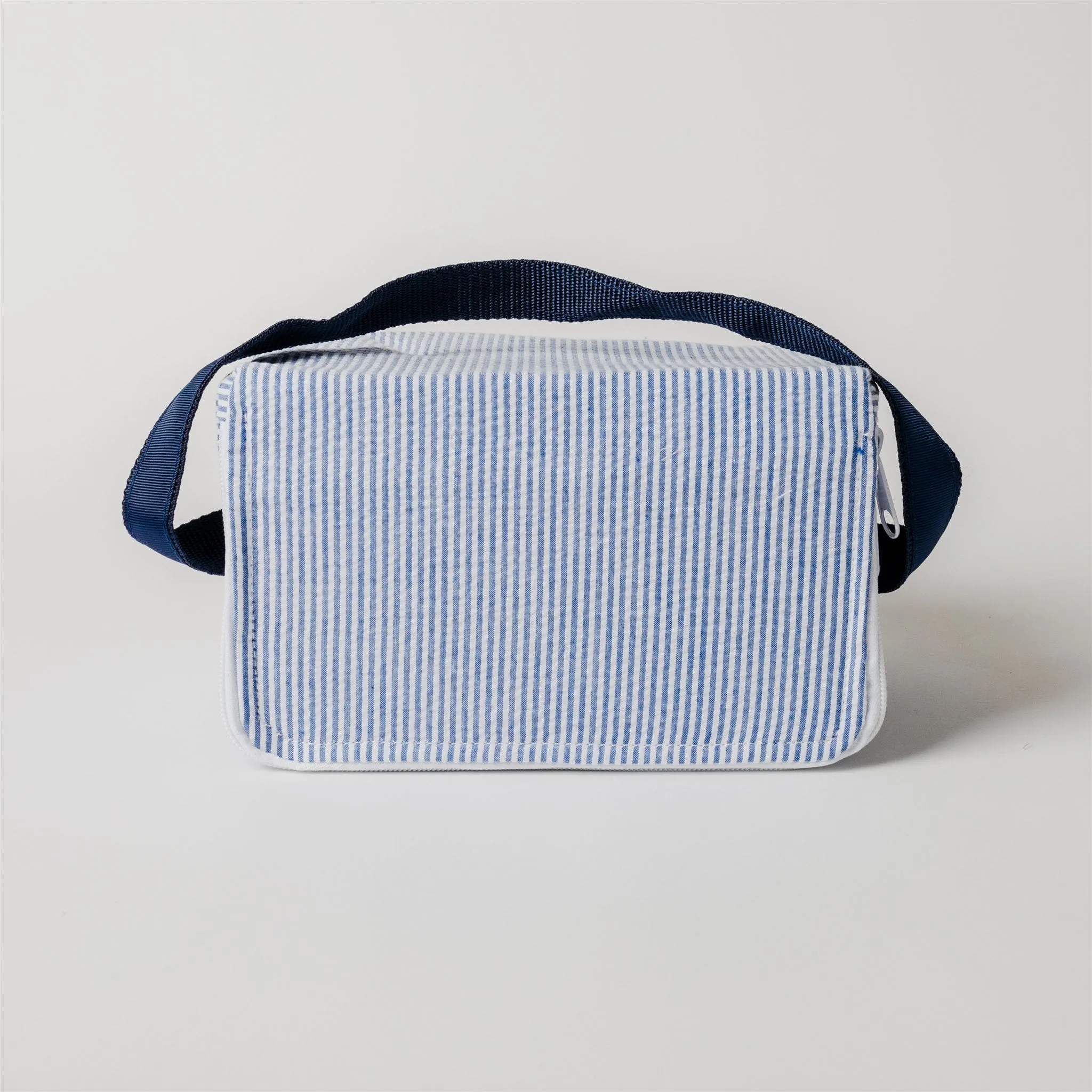 Navy Seersucker Rectangle Lunch Box