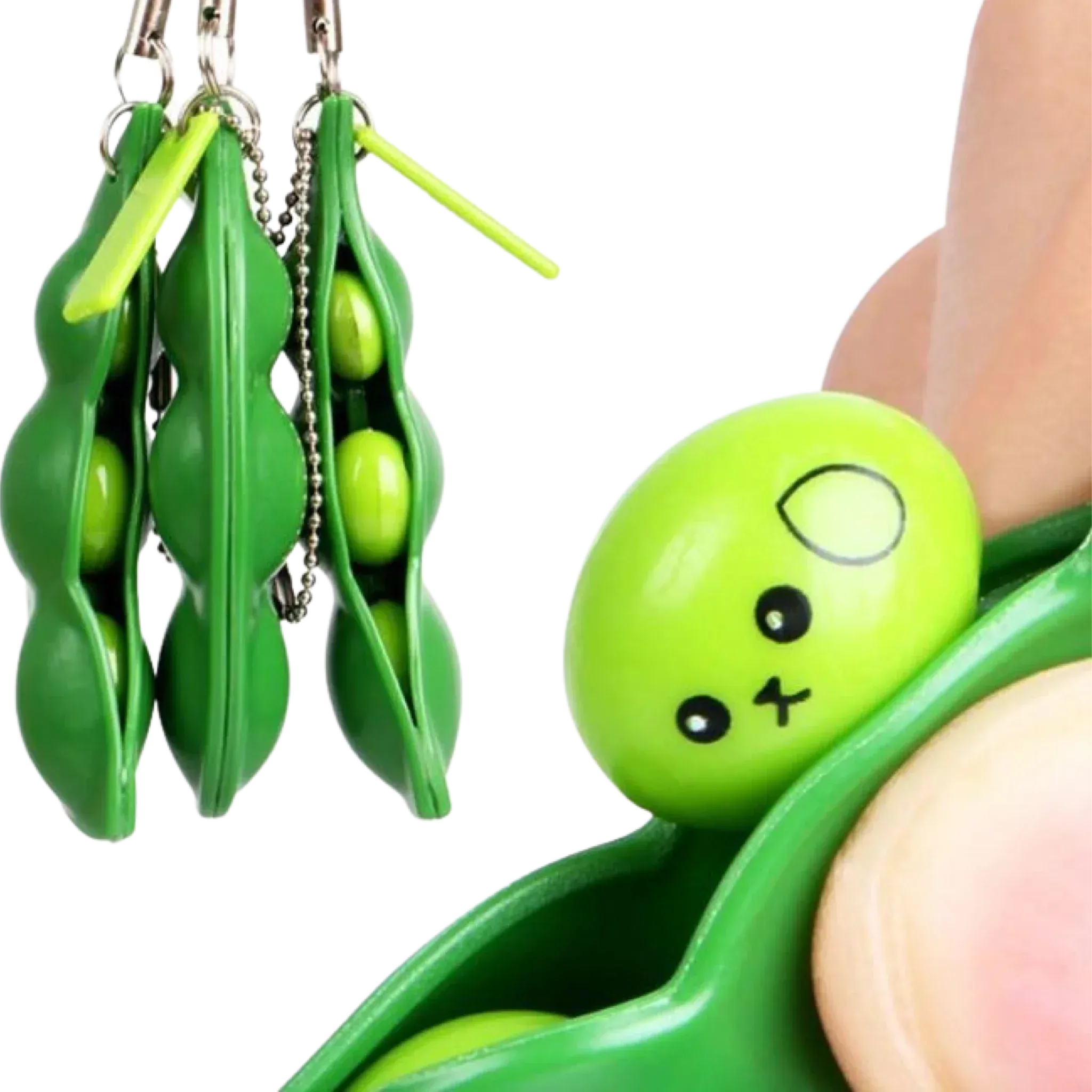 New Bean Pod Keychain Fidget Sensory Toy Set of 3!! Attach to your keys, backpack etc.