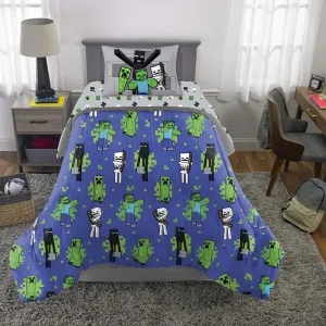 New Minecraft Twin 4 Piece Bed Set   Bonus Bag