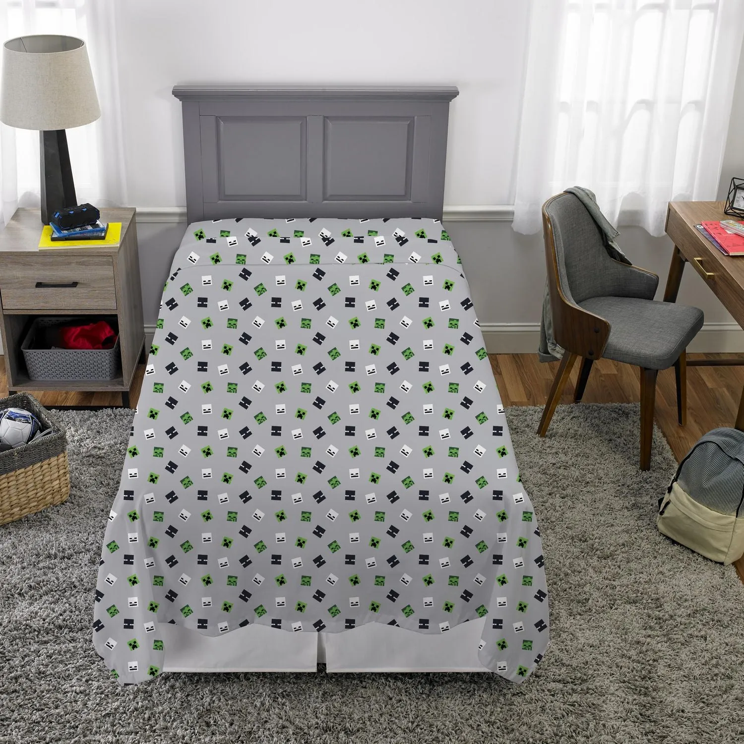 New Minecraft Twin 4 Piece Bed Set   Bonus Bag