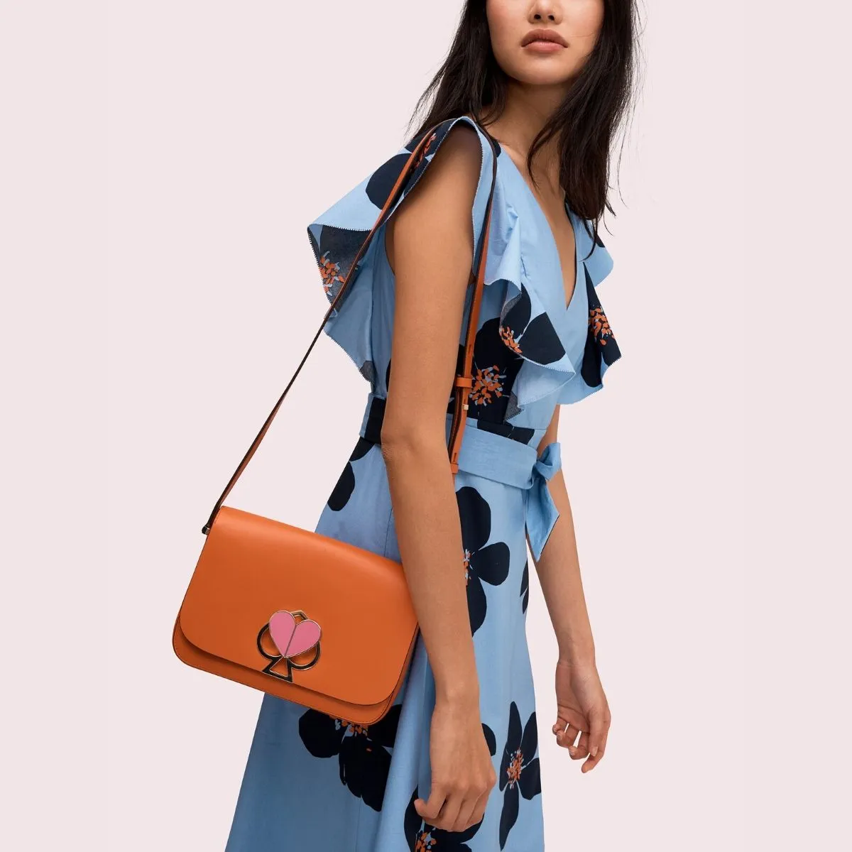Nicola Twistlock Medium Juicy Orange Shoulder Bag