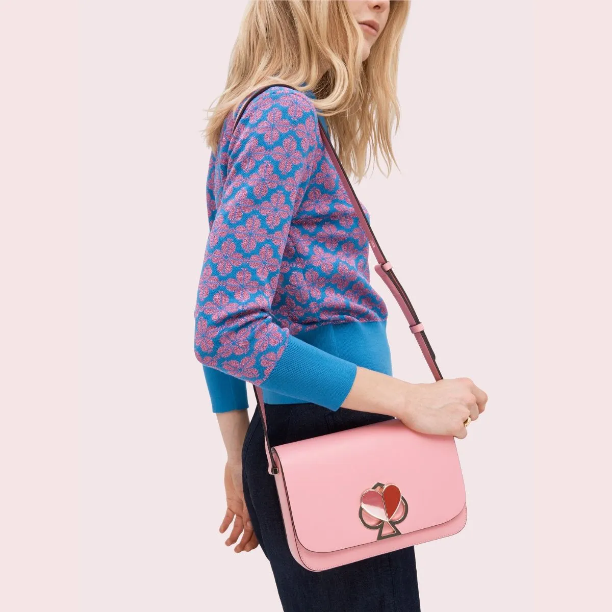 Nicola Twistlock Medium Rococo Pink Shoulder Bag