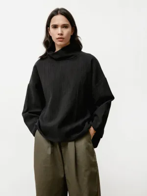 node turtleneck - natural jacquard black