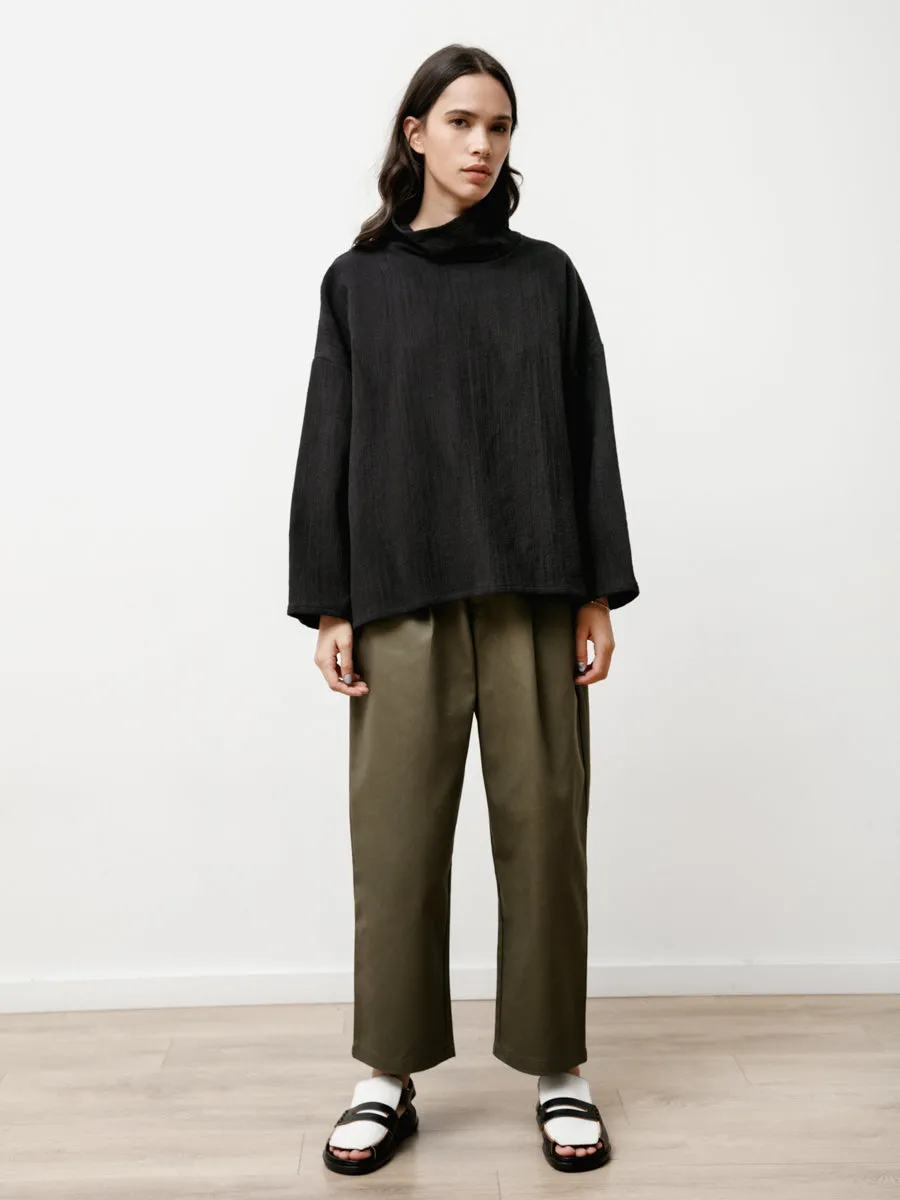 node turtleneck - natural jacquard black