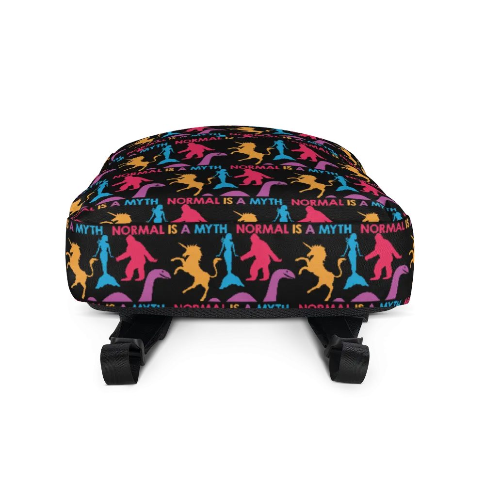Normal is a Myth (Bigfoot, Mermaid, Unicorn & Loch Ness Monster Pattern) Backpack