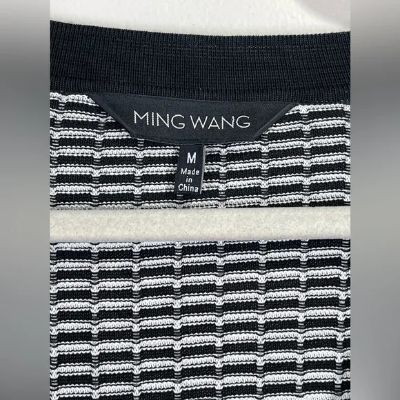 NWOT MING WANG Women’s Black and White Knit Cardigan Size Medium