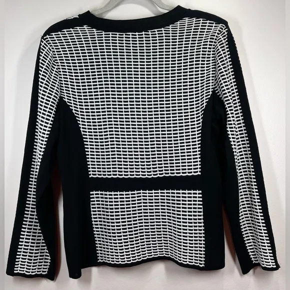 NWOT MING WANG Women’s Black and White Knit Cardigan Size Medium