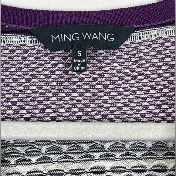 NWOT MING WANG Women’s Purple Black White Knit Cardigan Size Small