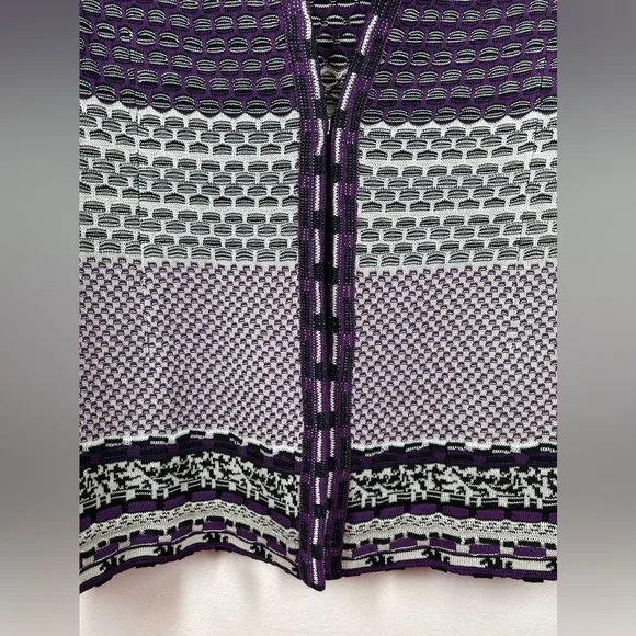 NWOT MING WANG Women’s Purple Black White Knit Cardigan Size Small