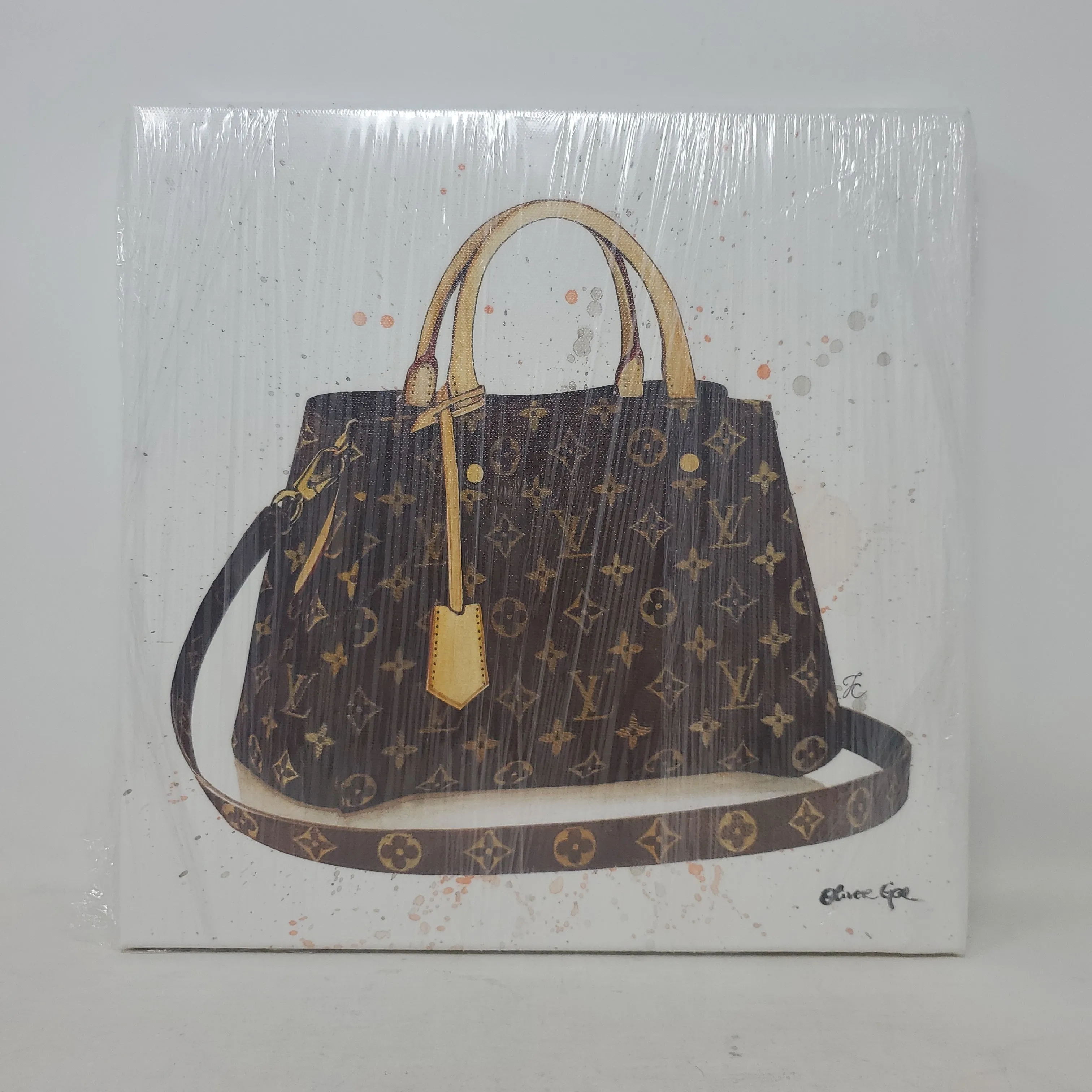 Oliver Gal Doll Memories Details LV Bag Canvas Art Wall Decor 12x12 in AP17B
