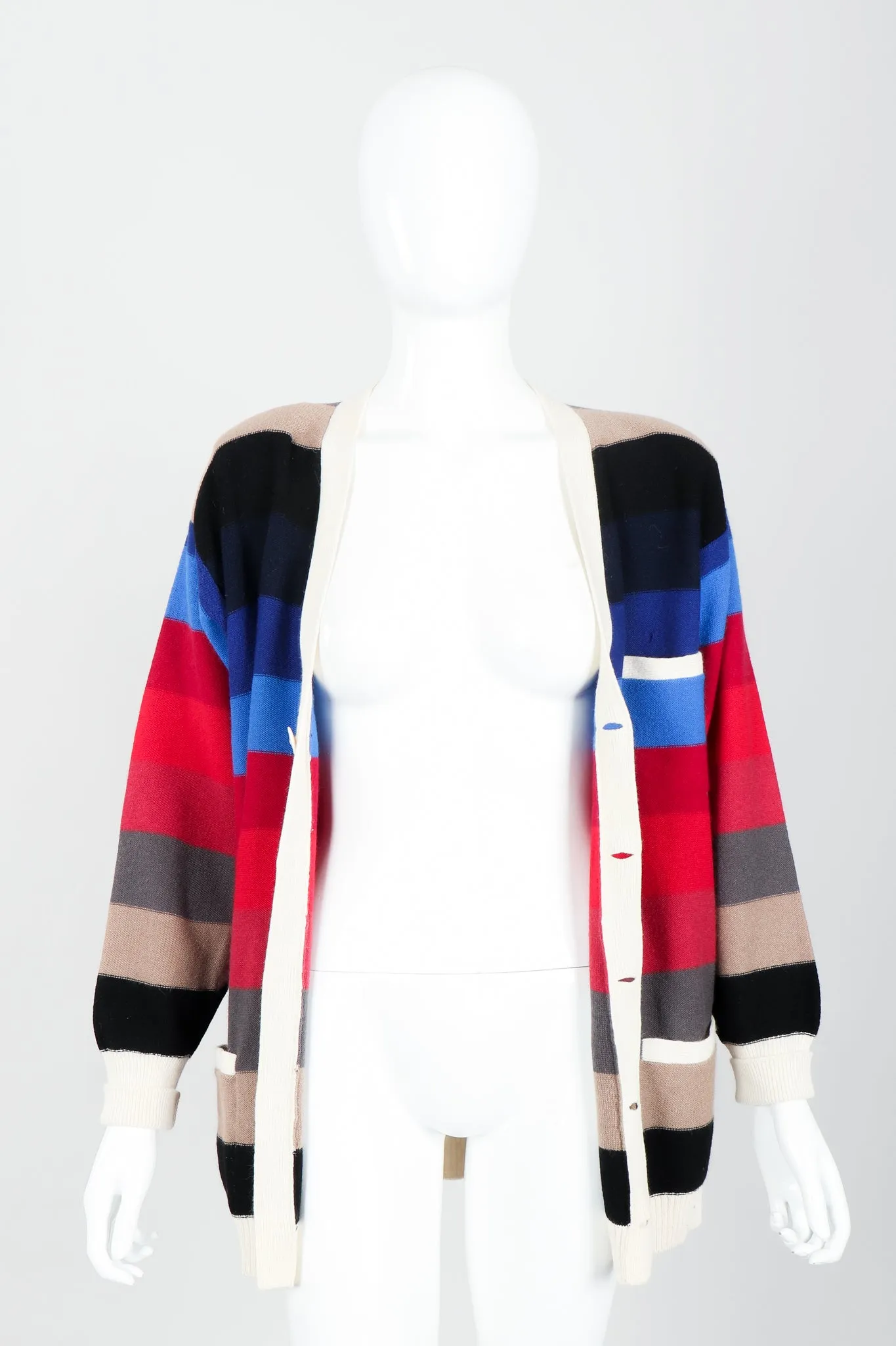 Ombré Striped Knit Boyfriend Cardigan