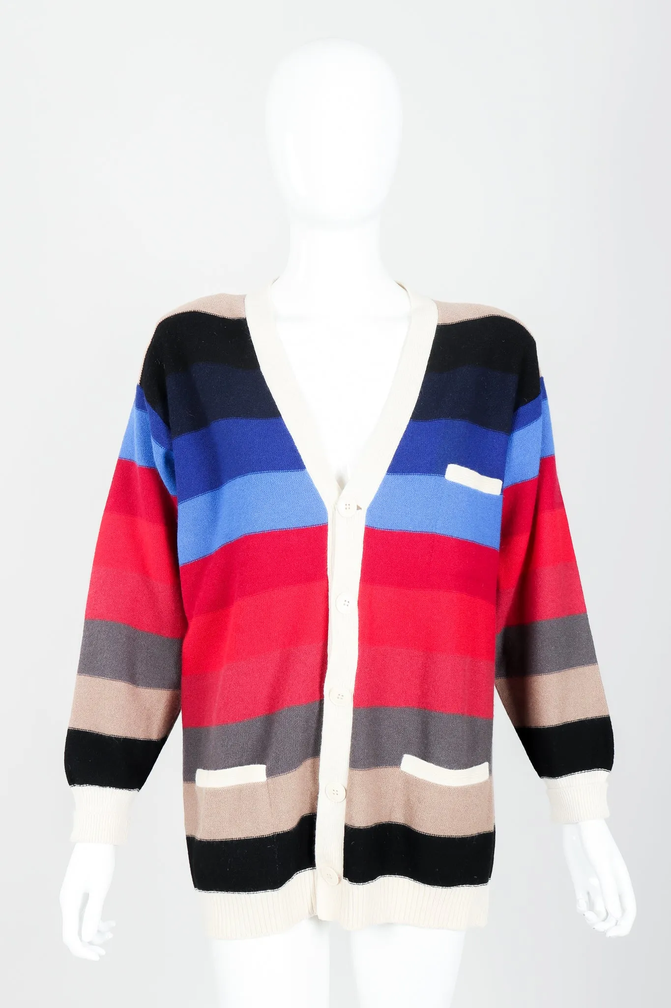 Ombré Striped Knit Boyfriend Cardigan