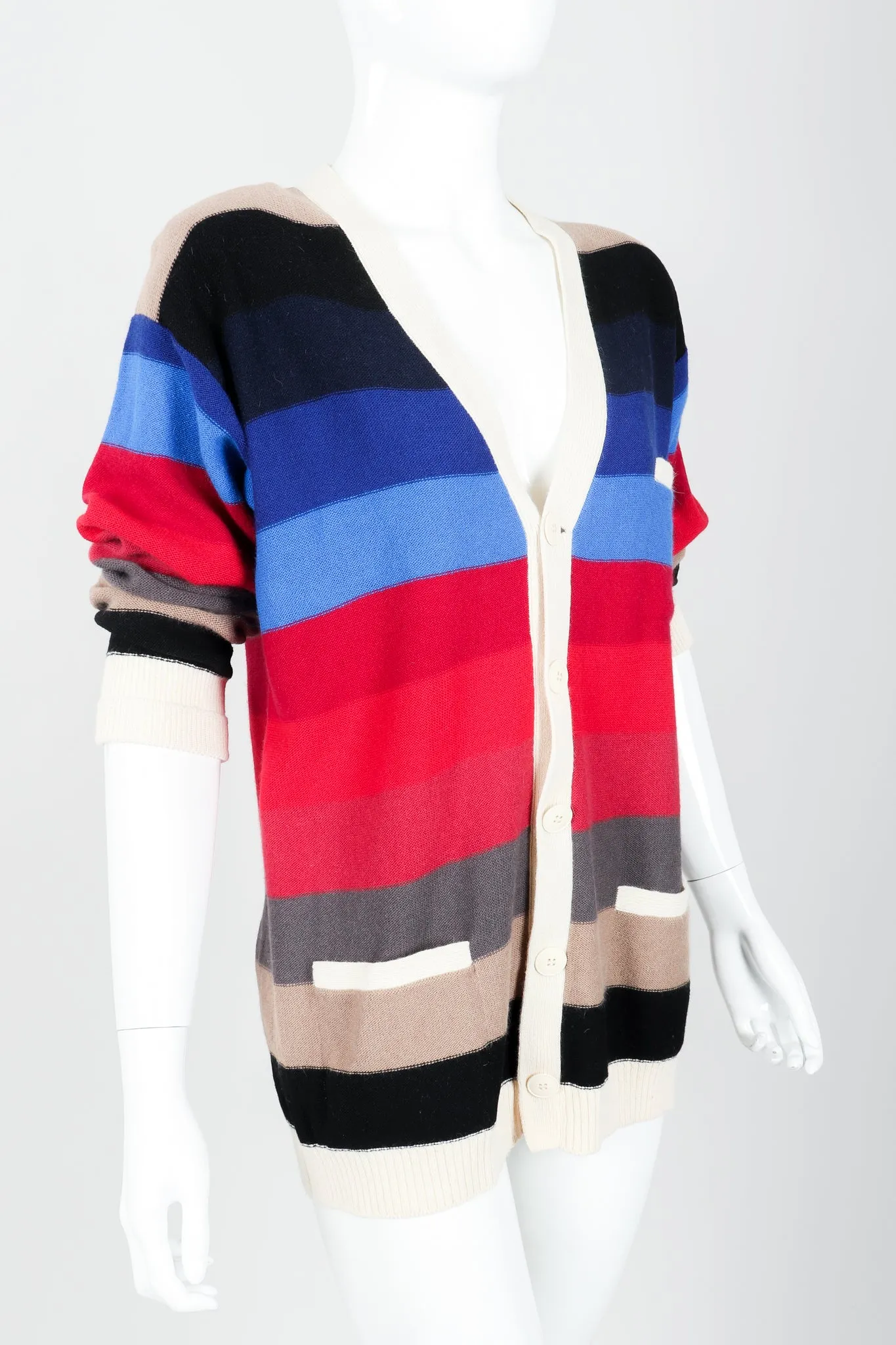 Ombré Striped Knit Boyfriend Cardigan