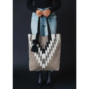 On the Go Taupe, Cream & Black Aztec Tote