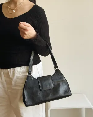 Onyx Structured Leather Shoulder Bag