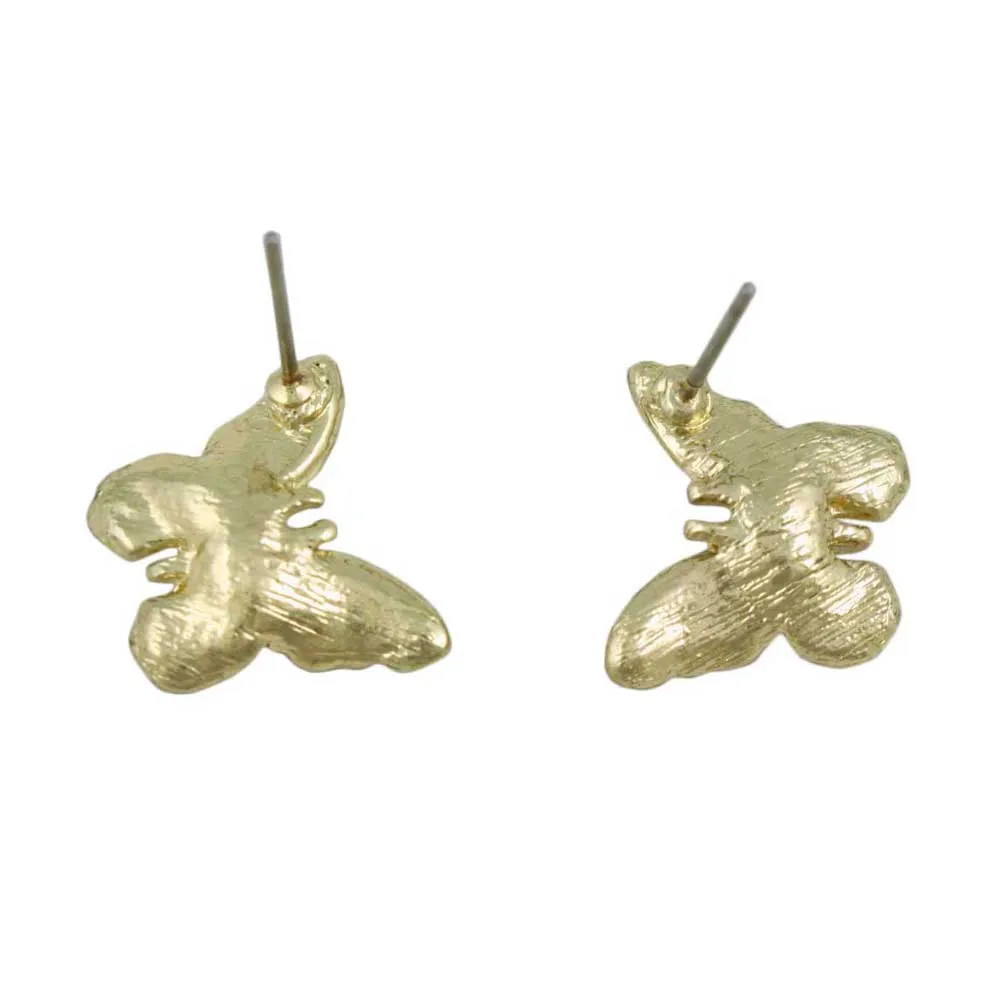 Orange and White Speckled Butterfly Pierced Earring - FN481E