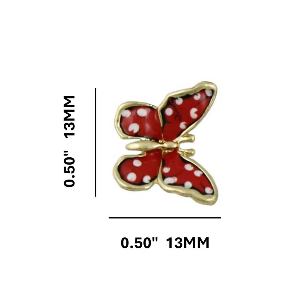 Orange and White Speckled Butterfly Pierced Earring - FN481E