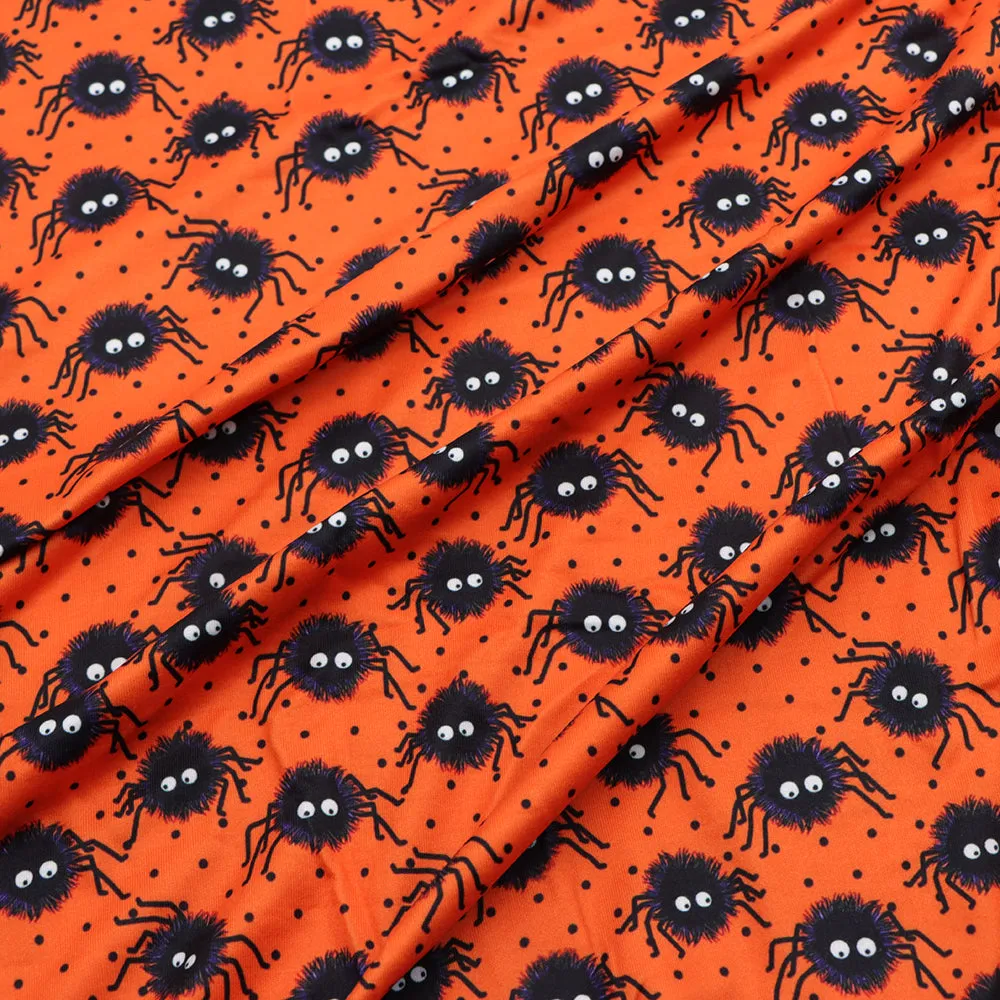 orange series spider spider web dots spot printed fabric