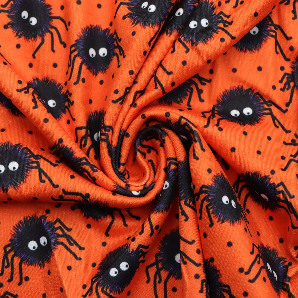 orange series spider spider web dots spot printed fabric