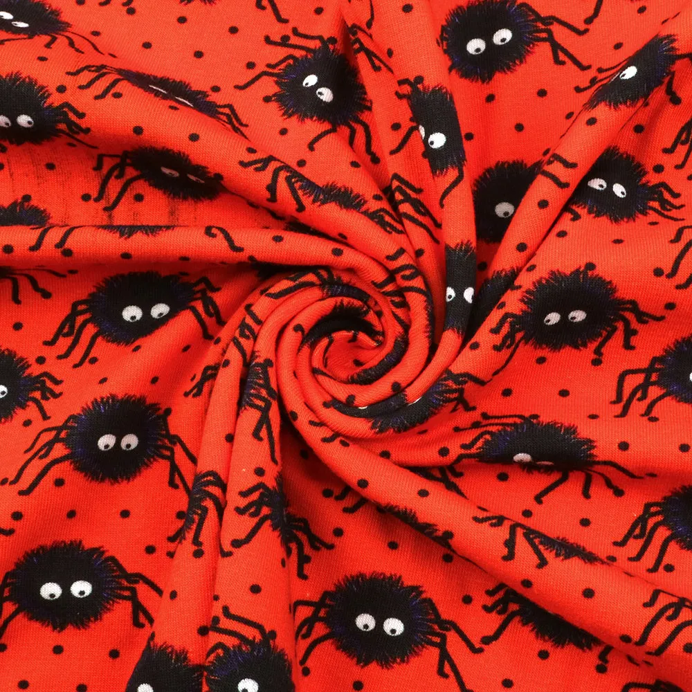 orange series spider spider web dots spot printed fabric