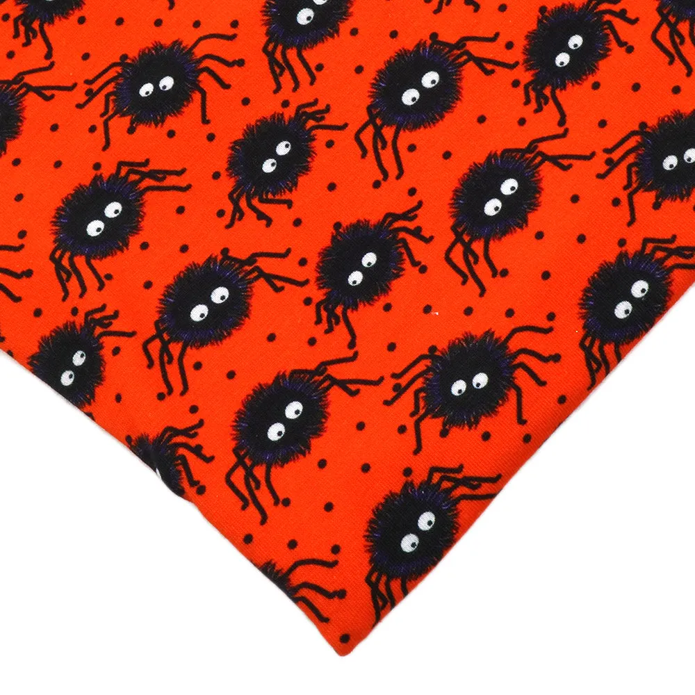 orange series spider spider web dots spot printed fabric