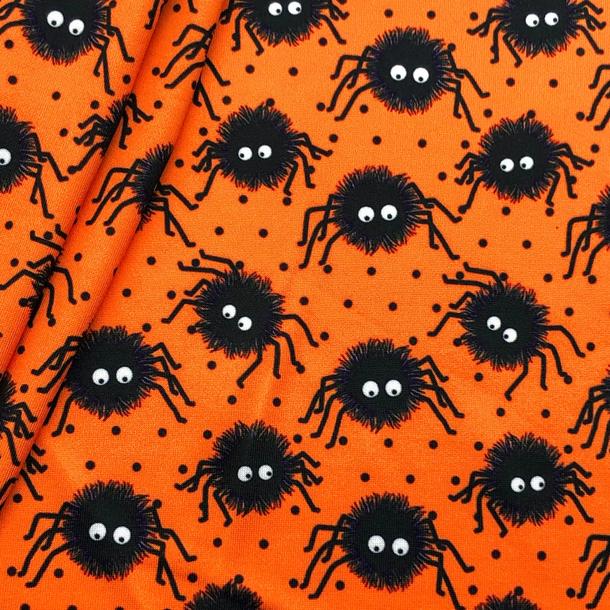 orange series spider spider web dots spot printed fabric