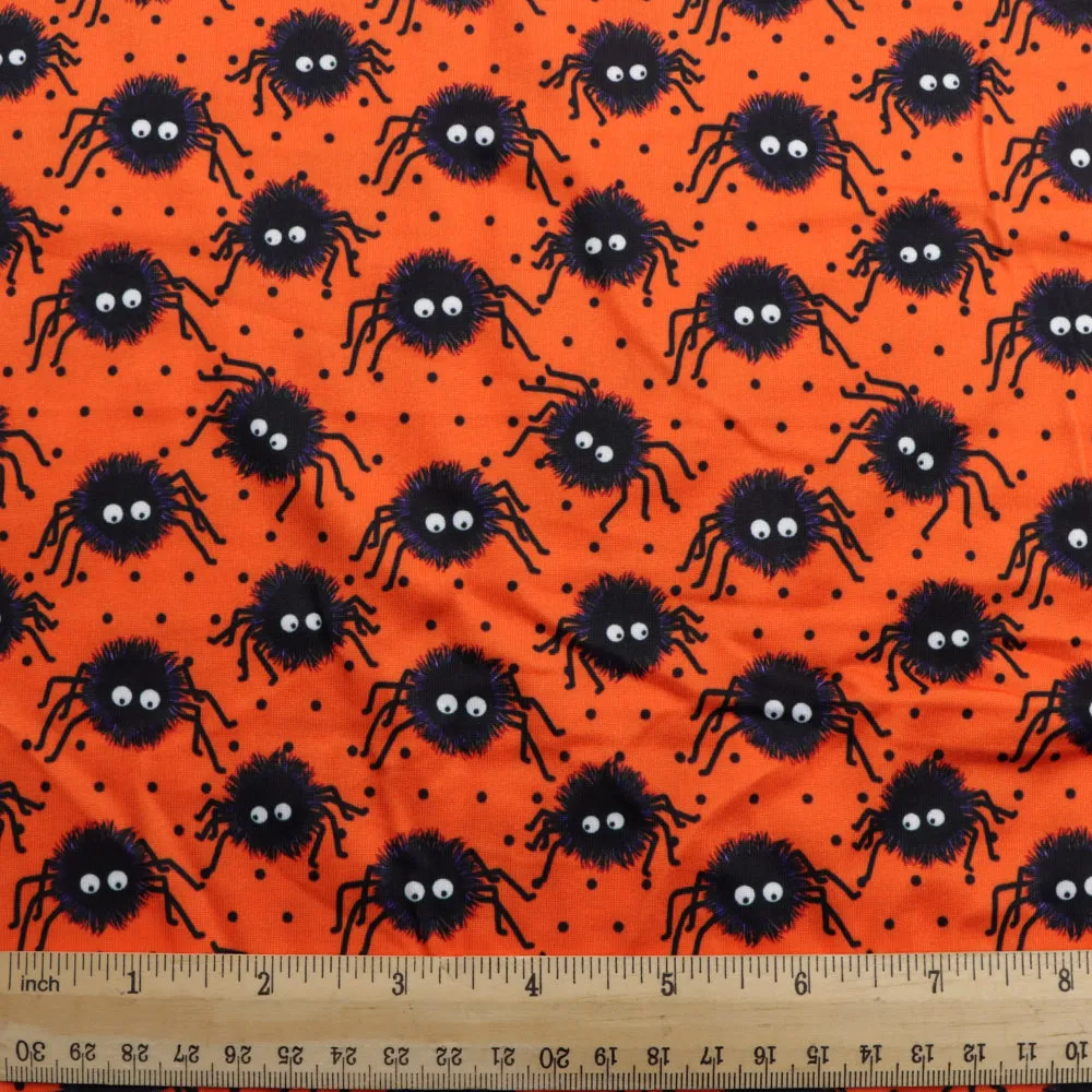 orange series spider spider web dots spot printed fabric