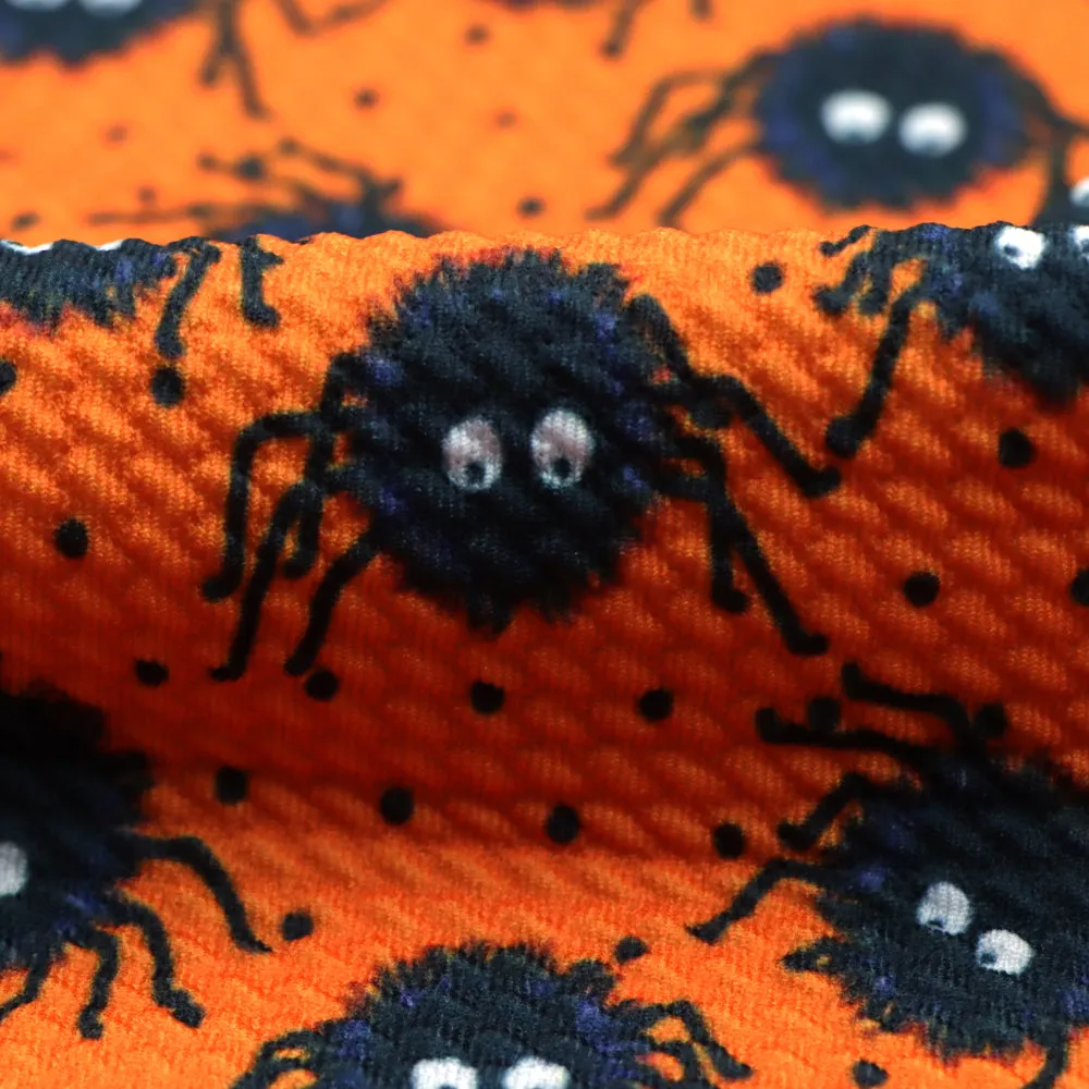 orange series spider spider web dots spot printed fabric