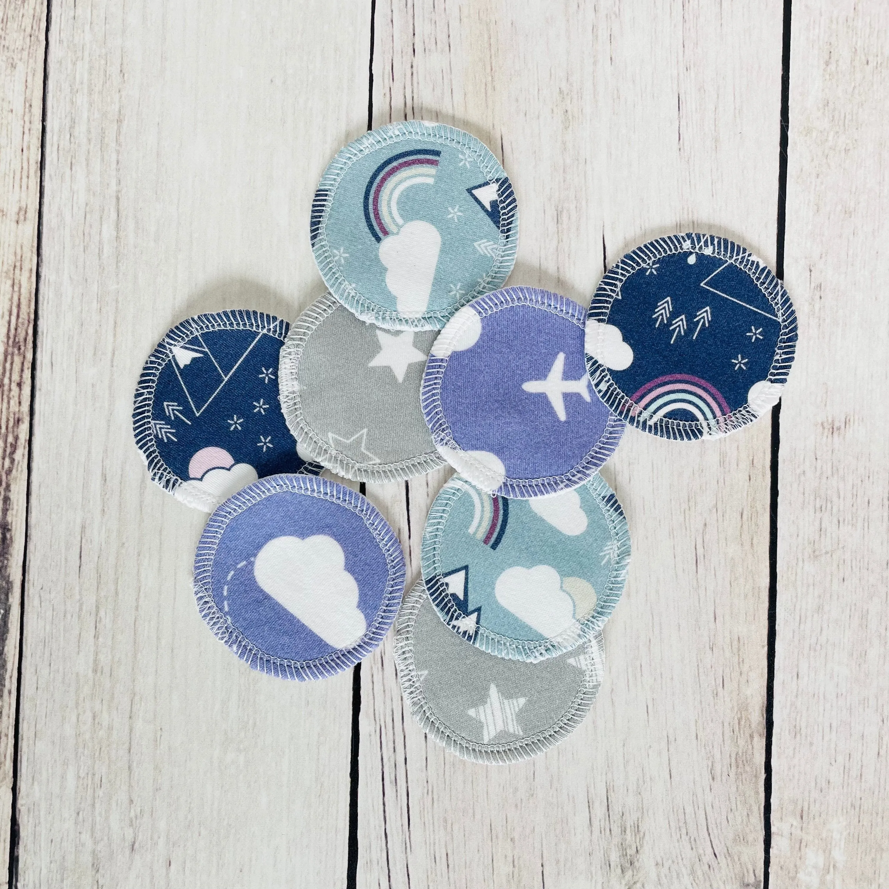 Organic Cotton Face Rounds - Set #12 - Purple / Blue / Gray Mix (Small)