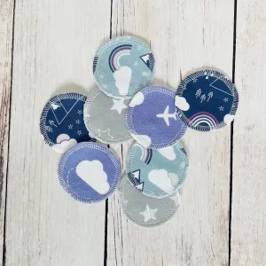 Organic Cotton Face Rounds - Set #12 - Purple / Blue / Gray Mix (Small)