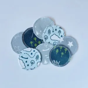 Organic Cotton Face Rounds - Set #15 - Dark Gray/Green/Blue Mix (Small)