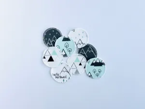 Organic Cotton Face Rounds - Set #29 - Mountains   Triangles Mint Gray Mix (Small)