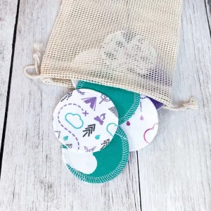 Organic Cotton Face Rounds - Set #5 - PNW   Clouds Mix - Purple / Mint / Teal (Small)