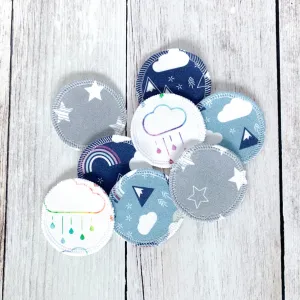 Organic Cotton Face Rounds - Set #9 - Clouds & Rainbows (Small)