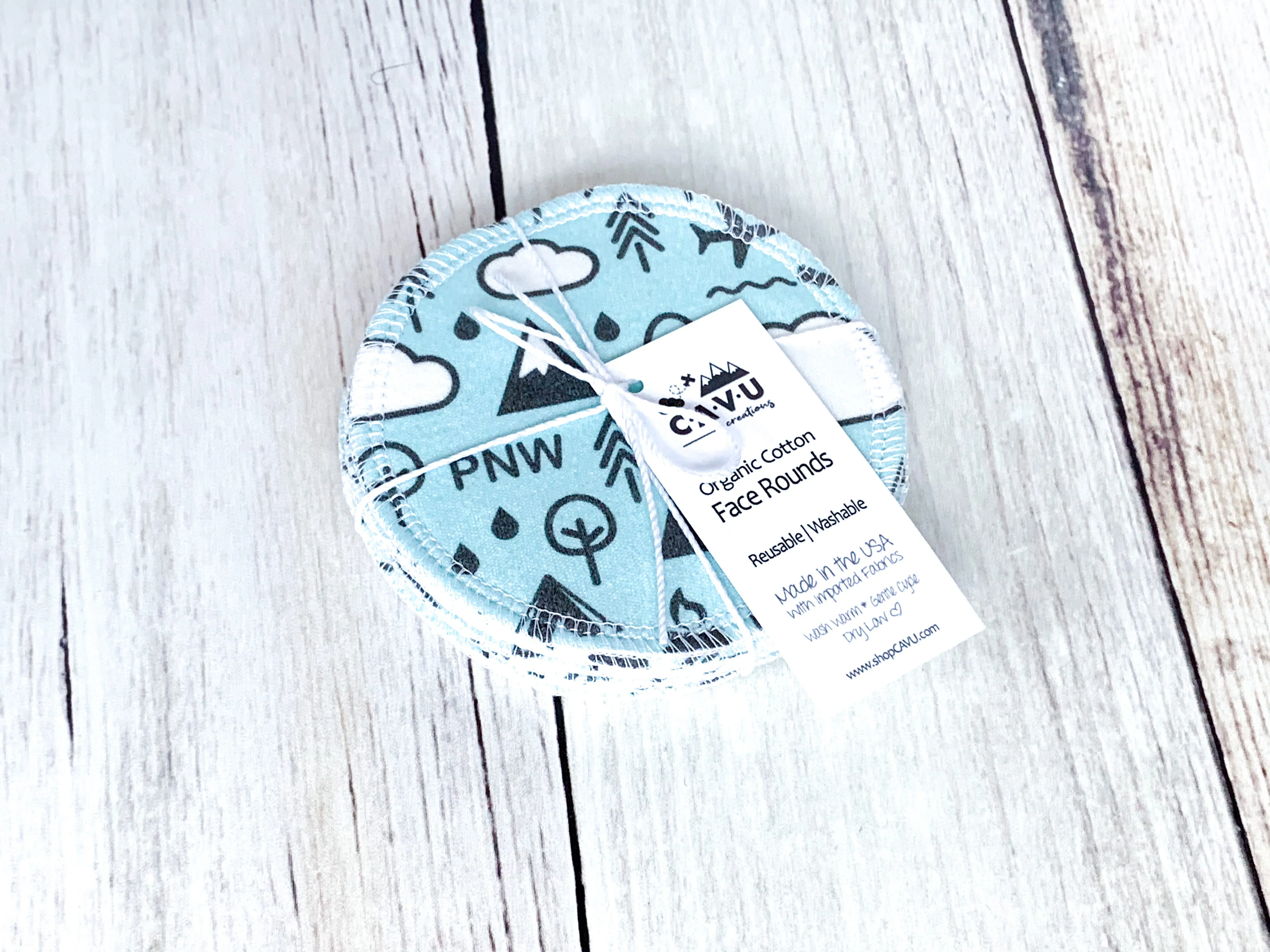 Organic Cotton Face Rounds - Set C - PNW Mint / Charcoal / White (Large)