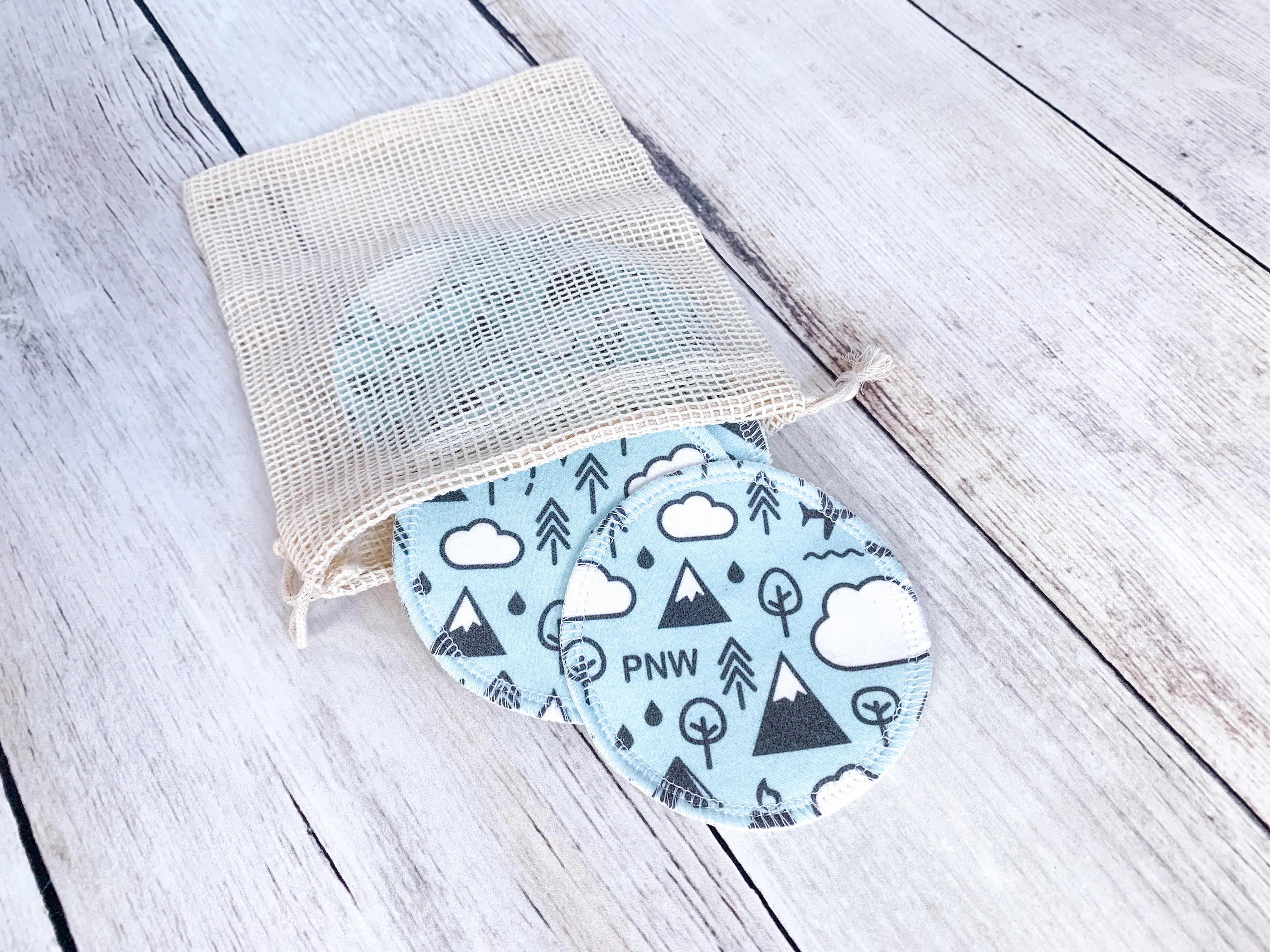 Organic Cotton Face Rounds - Set C - PNW Mint / Charcoal / White (Large)