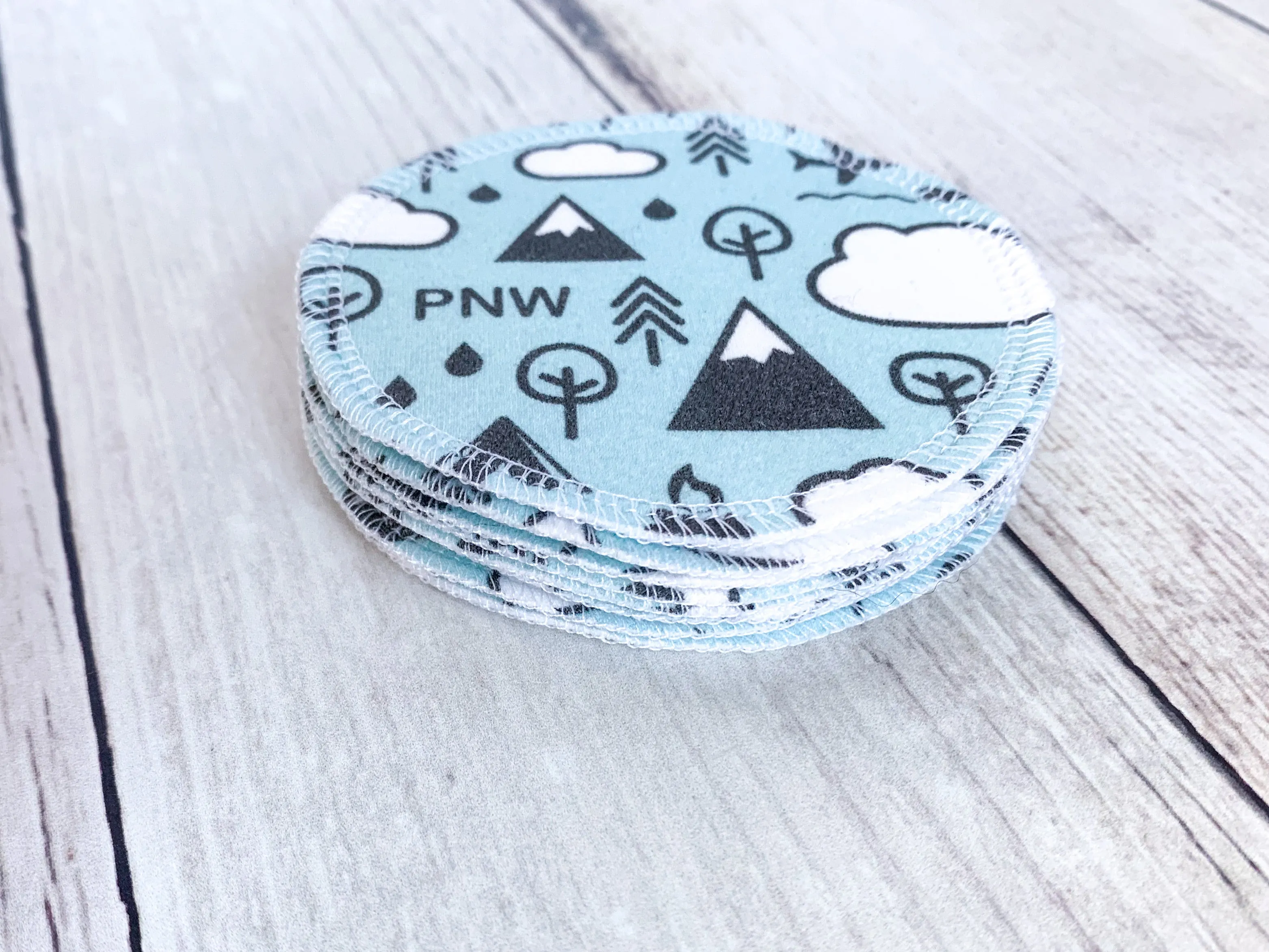 Organic Cotton Face Rounds - Set C - PNW Mint / Charcoal / White (Large)