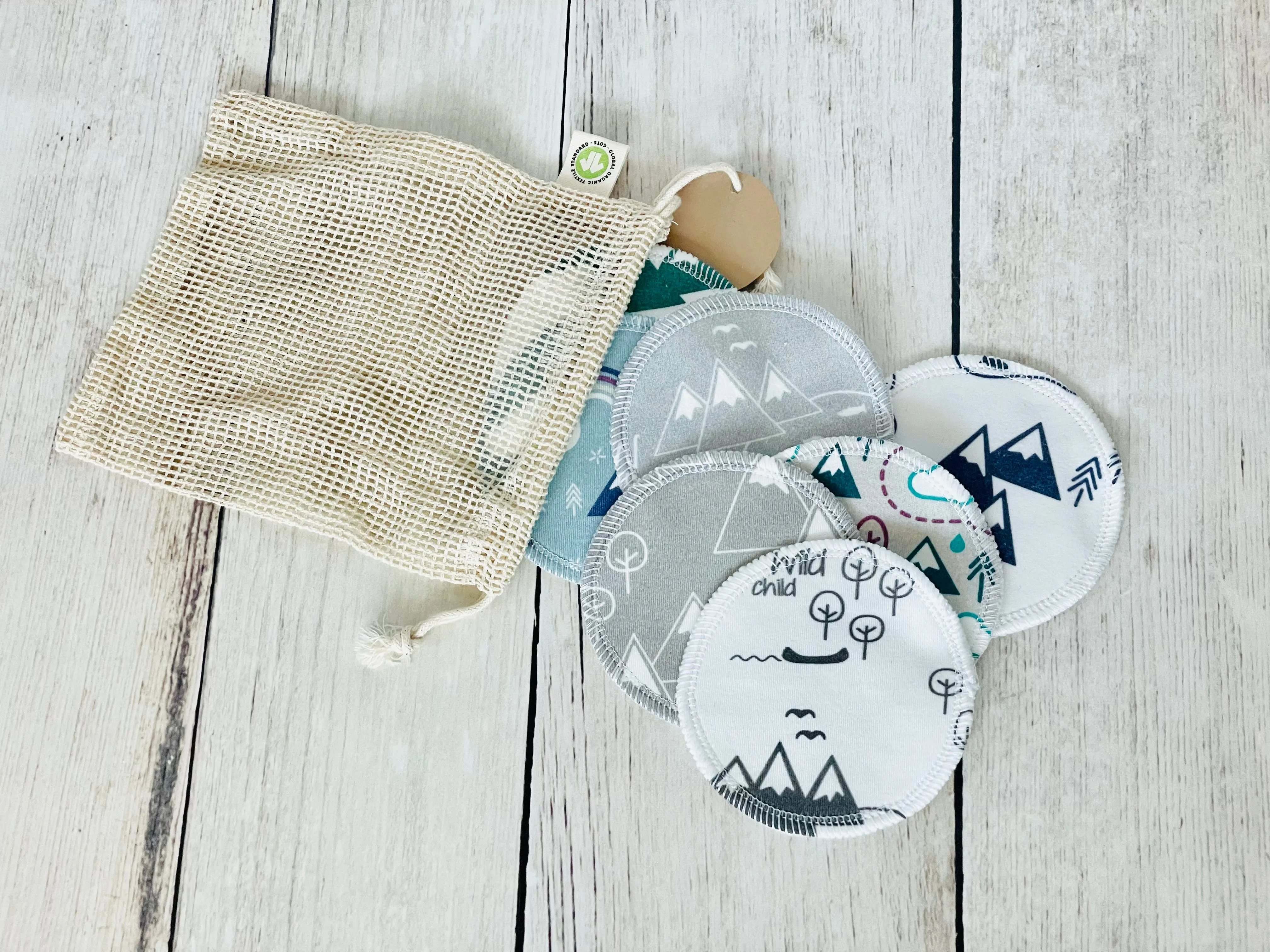 Organic Cotton Face Rounds - Set H - Mountains Mix (Large)