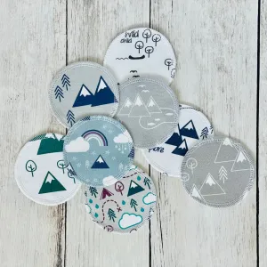 Organic Cotton Face Rounds - Set H - Mountains Mix (Large)