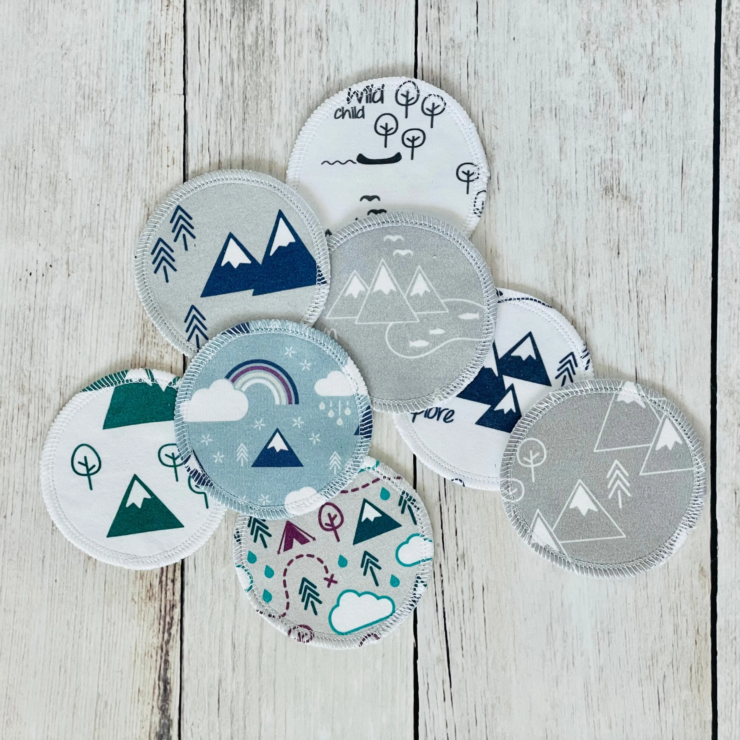 Organic Cotton Face Rounds - Set H - Mountains Mix (Large)