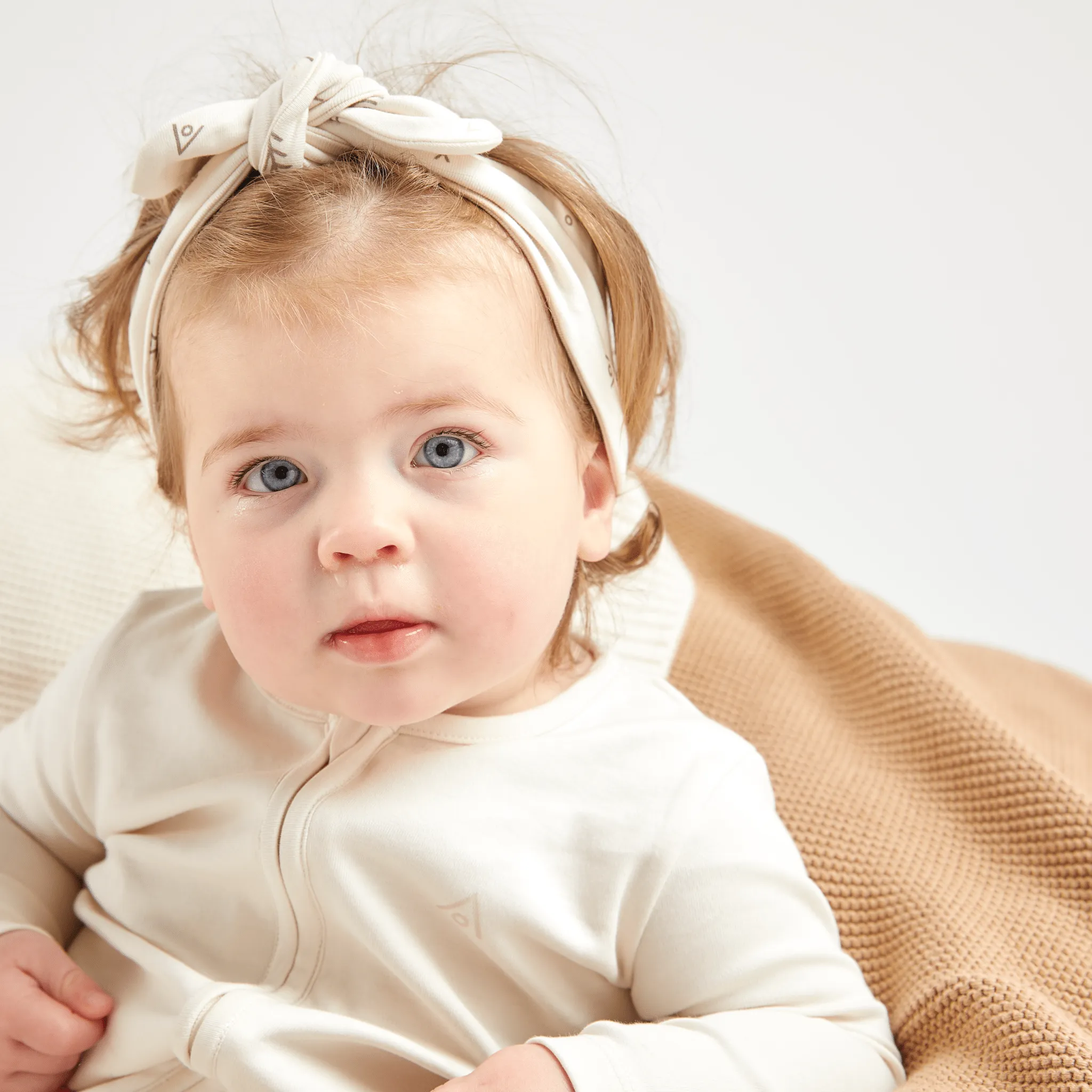 Organic Jersey Top Knot Headband in Earth Print